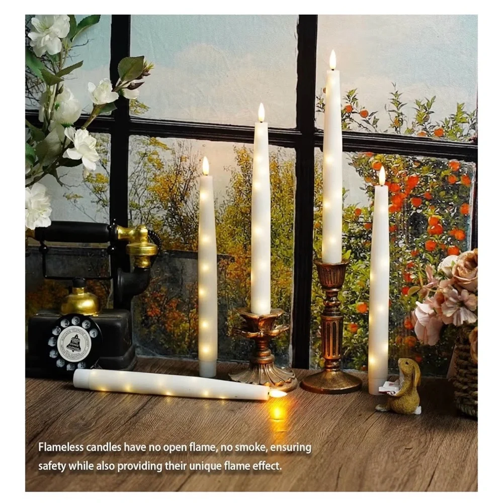 Remote-Controlled LED Taper Candles - White